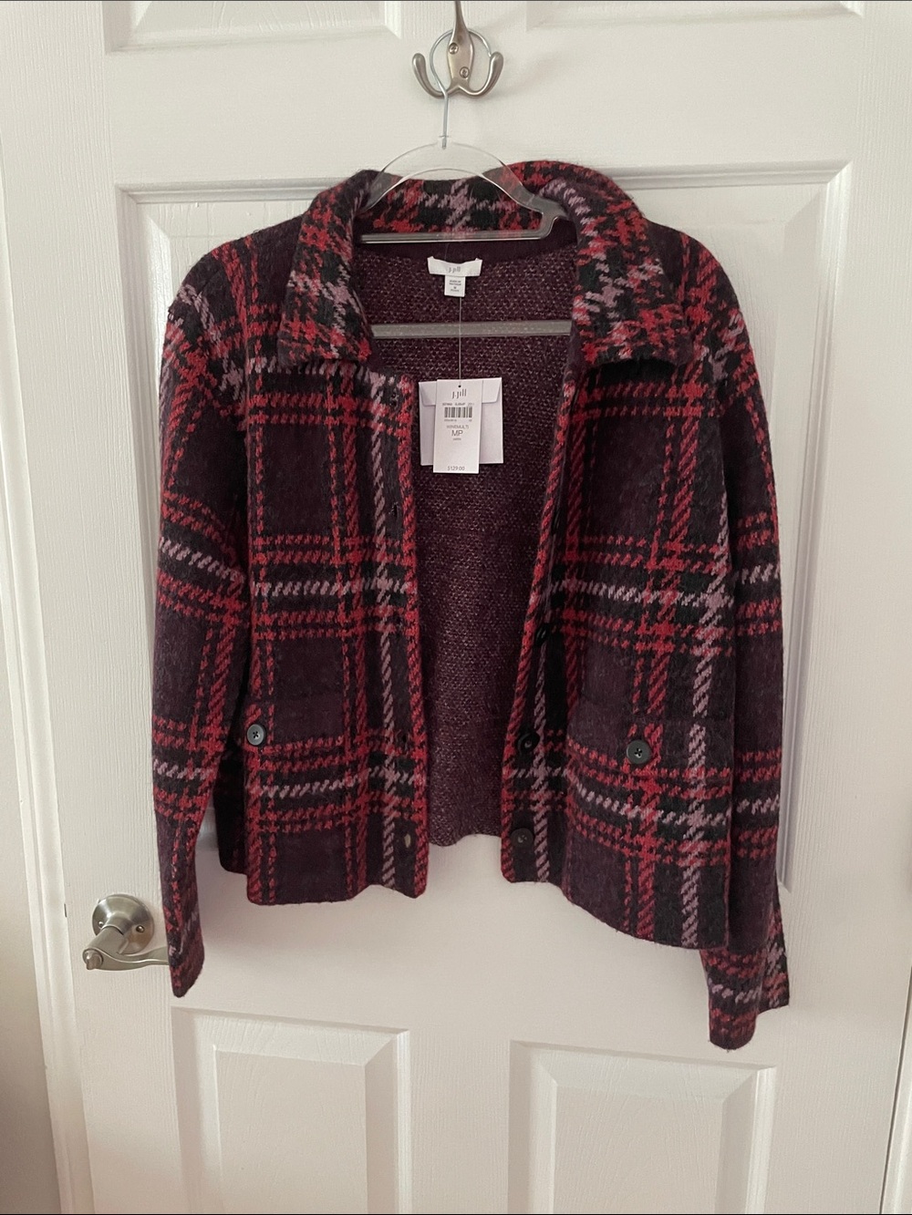 J. Jill Plaid Jacket in Red and Black